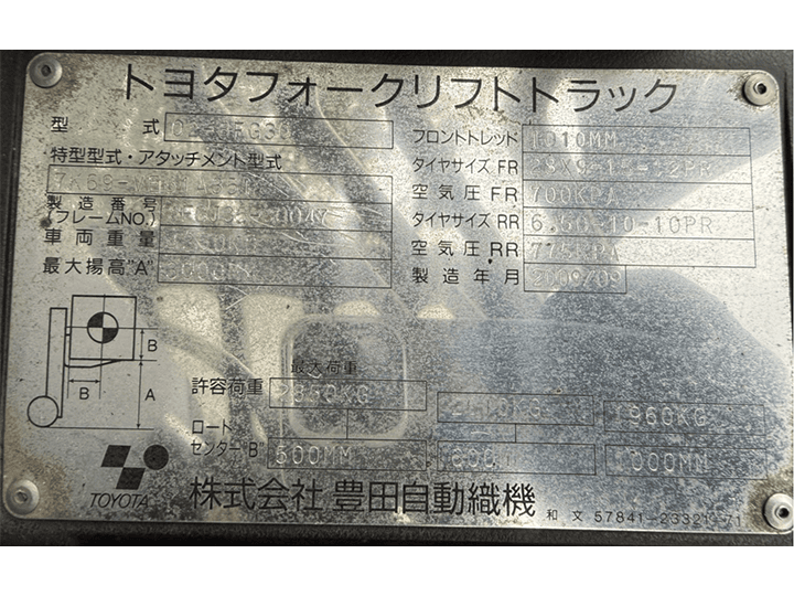 トヨタ 02-8FG30／3t／3Mマスト／AT
