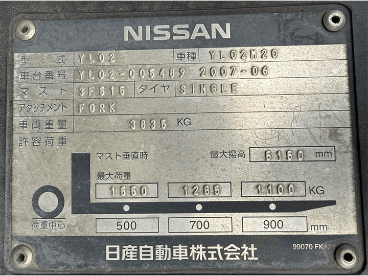 日産 YL02M20／2t／5Mマスト／MT／マルチレバー